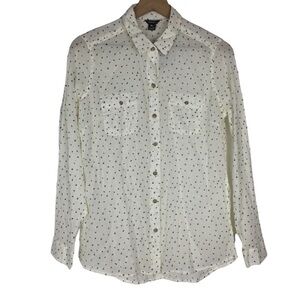 EDDIE BAUER Packable Long Sleeve Button Up Shirt Sheer Floral Size Medium NWT